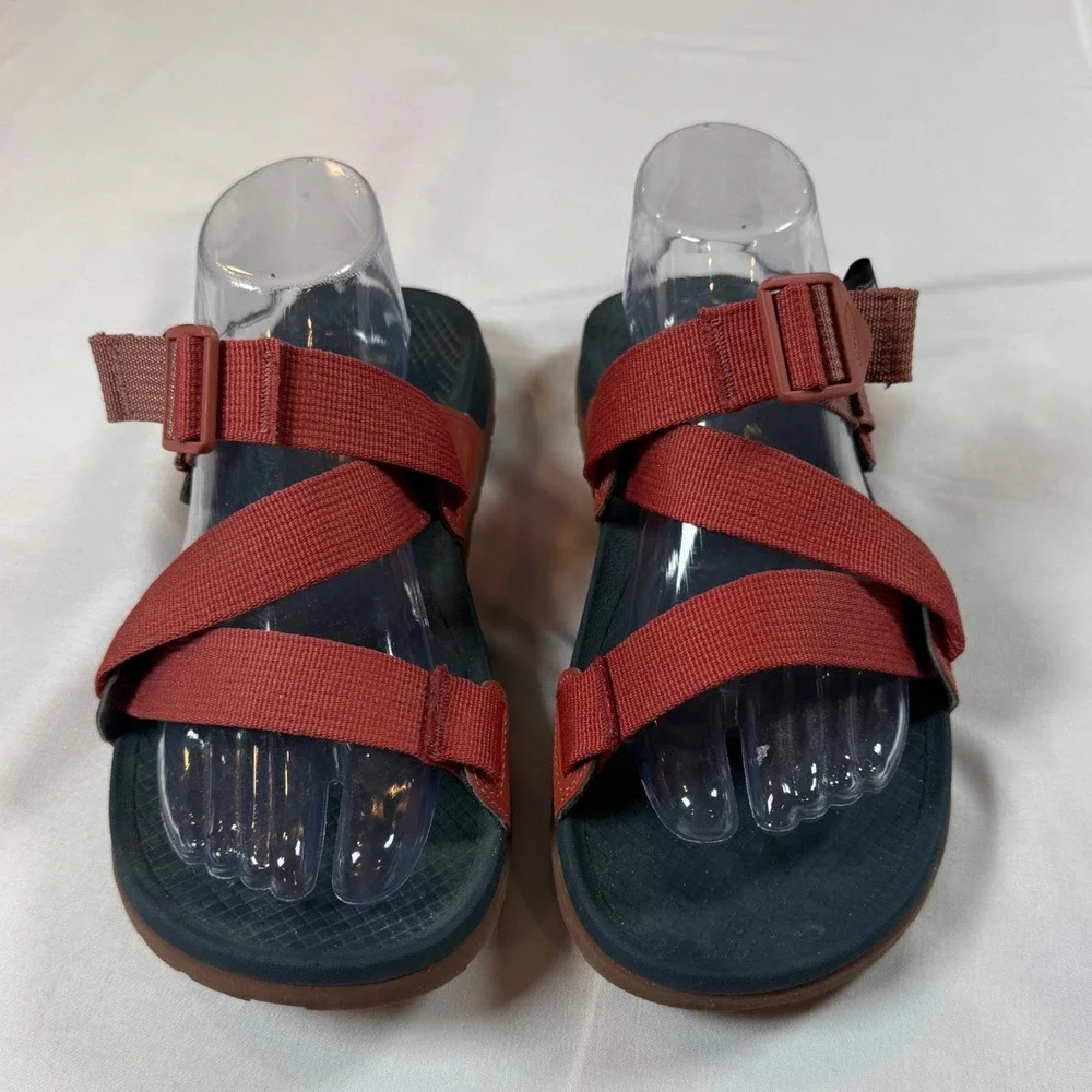 Chaco Lowdown Slide Sandals Rust Red Mens 9 Sport Travel Lightweight JCH107153